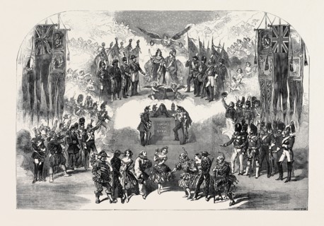 SCENE FROM THE NEW CHRISTMAS PANTOMIME OF "YE BELLE ALLIANCE; OR, HARLEQUIN GOOD HUMOUR AND YE