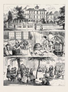 A VISIT TO THE NATIONAL ORPHAN HOME, HAM COMMON, SURREY: 1. View of the Home from the Common. 2.