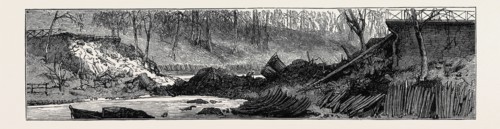 THE EXPLOSION ON THE REGENT'S CANAL: THE CANAL, THE NAVIGATION BLOCKED BY THE FALLEN BRIDGE,