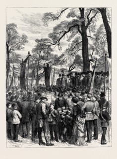 HOSPITAL SATURDAY, ARCHBISHOP MANNING ADDRESSING THE MEETING IN HYDE PARK, OCTOBER 17, 1874
