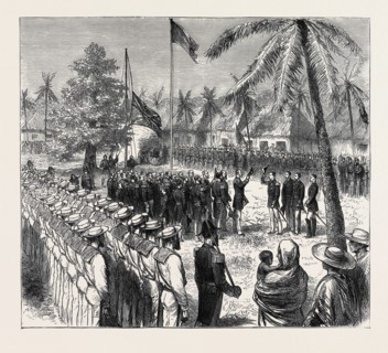 THE RECENT OUTRAGE ON THE BRITISH CONSUL AT GUATEMALA: THE GUATEMALAN TROOPS SALUTING THE BRITISH