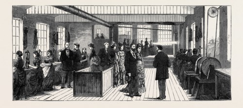 MANUFACTURE OF STEEL PENS, SKETCHED AT THE WORKS OF MR. JOSEPH GILLOTT, VISITED BY H.R.H. THE