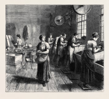 BUILDINGS AND INDUSTRIES OF SHEFFIELD: BUFFING ELECTROPLATE AT MESSRS. MARTIN, HALL, AND CO.'S