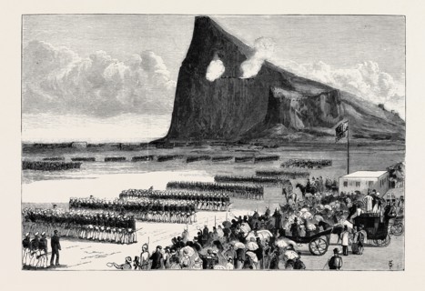 THE CRISIS IN EGYPT: GIBRALTAR: REVIEW OF TWO THOUSAND RESERVE MEN (COAST GUARD) BY THE DUKES OF