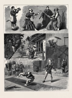 ROUND THE WORLD YACHTING IN THE "CEYLON", JAPAN: 1. Fencing: "Uno" versus Sword; 2. A Street of