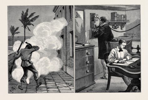 EGYPT; ALEXANDRIA, DEFENCE PREPARATIONS AT THE WATERWORKS: STEAM JETS OUTSIDE THE BOILER ROOM