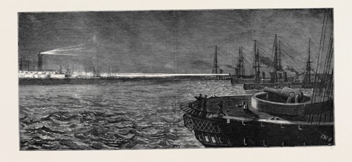 THE WAR IN EGYPT: BEFORE THE BOMBARDMENT OF ALEXANDRIA, SEARCHING THE FORTS WITH THE ELECTRIC