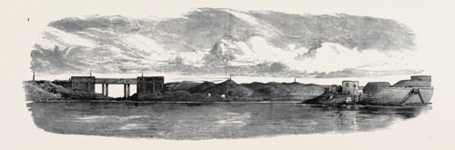 THE WAR IN EGYPT: THE ABOUKIR FORTS; Railway Bridge on the Alexandria and Rosetta Line