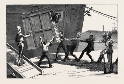 THE WAR IN EGYPT: THE LANDING OF THE LIFE GUARDS AT ALEXANDRIA