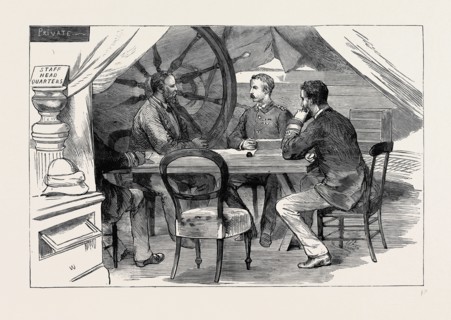 THE WAR IN EGYPT: A COUNCIL OF WAR ON BOARD H.M.S. "HELICON"