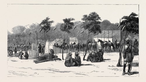 THE WAR IN EGYPT: CAMP OF THE THIRTEENTH BENGAL LANCERS BESIDE THE QUAY MEHEMET ALI, ISMAILIA