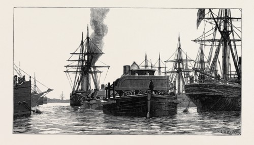 THE WAR IN EGYPT: ENGINES FROM ALEXANDRIA PASSING UP THE SUEZ CANAL TO ISMAILIA