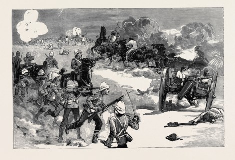 THE WAR IN EGYPT: THE BATTLE OF KASSASSIN, SEPTEMBER 9, CAPTURE OF TWO KRUPP GUNS BY THE ROYAL
