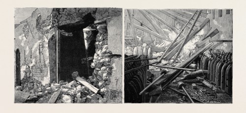 THE WAR IN EGYPT, THE EFFECT OF THE BOMBARDMENT: THE ALEXANDRIA FORTS: DISMOUNTED CANNON AT FORT