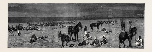THE WAR IN EGYPT: A FORCE OF 150 BLUE JACKETS AWAITING DAYLIGHT TO ATTACK FORT GHEMILEH, 4.30 A.M.,