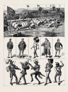 VOLUNTEER ATHLETIC SPORTS AT PORTSMOUTH: 1. The Obstacle Race; 2. Irregular Uniform of the