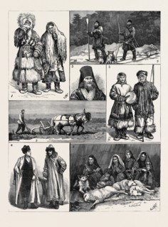SOME NATIONAL TYPES IN WESTERN SIBERIA: 1. Yurak Samoyede Man and Woman; 2. Russian Peasant Exiles