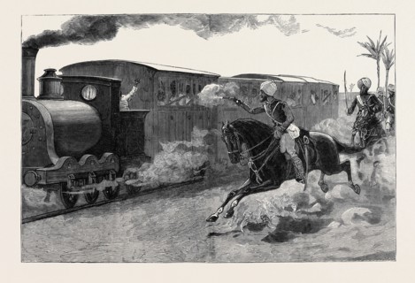 WITH THE INDIAN CONTINGENT IN EGYPT: THE BENGAL CAVALRY CAPTURING RETREATING TRAINS AFTER THE