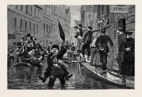 THE RECENT DISASTROUS FLOODS IN GERMANY: A STREET SCENE IN DÃƒÅìSSELDORF