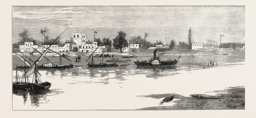 THE REBELLION IN THE SOUDAN (SUDAN): BERBER FROM THE WEST, SHOWING THE LANDING PLACE FOR GOODS IN