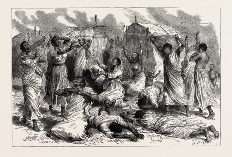 THE REBELLION IN THE SOUDAN (SUDAN): WOMEN BEWAILING THE GARRISON OF SINKAT IN THE STREETS OF