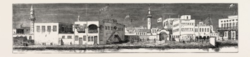 THE REBELLION IN THE SOUDAN (SUDAN): THE LANDING PLACE AT SUAKIM; 1. Governor's House. 2. Custom
