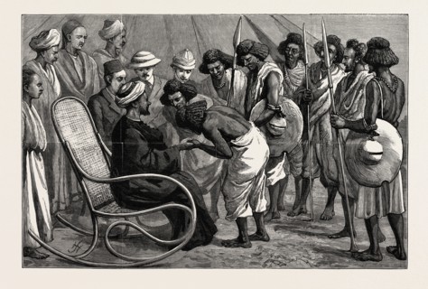 THE  SOUDAN (SUDAN), FRIENDLY NATIVES DOING HOMAGE TO THE SHEIK EL MORGANI