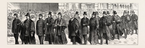 THE NEW MUNICIPAL BUILDINGS AND FREE PUBLIC LIBRARY AT LEEDS: THE CIVIC PROCESSION FROM THE TOWN