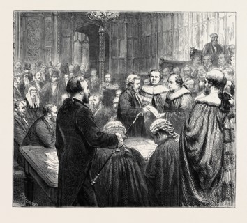 THE OPENING OF PARLIAMENT: INTRODUCTION OF THE EARL OF BEACONSFIELD TO THE HOUSE OF LORDS