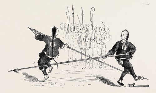 CHINESE MILITARY EXERCISES: FENCING WITH SPEARS