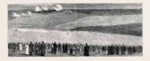 THE VOLUNTEER REVIEW AT DUNSTABLE ON EASTER MONDAY: DISTANT VIEW OF THE BATTLE