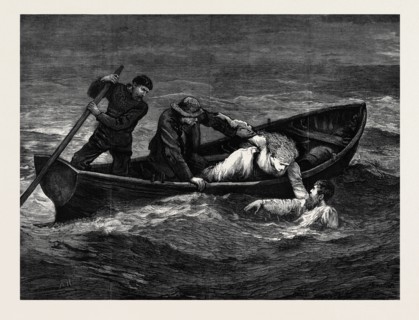 SCENE FROM MR. CHARLES READE'S NEW DRAMA, "THE SCUTTLED SHIP," AT THE OLYMPIC THEATRE, LONDON, 1877