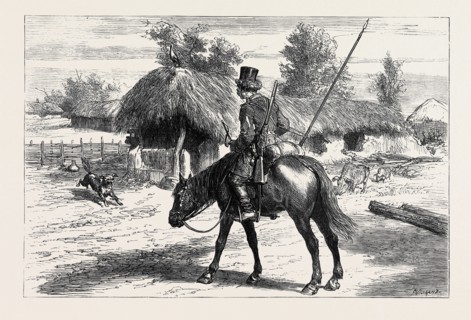 THE WAR IN THE EAST, "WITH THE COSSACKS": AN ADVANCE GUARD IN A ROMANIAN VILLAGE: "IS ANY ONE AT