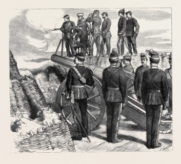 THE WAR IN THE EAST, CANNONADING AT KALAFAT: PRINCE CHARLES OF ROMANIA WATCHING THE EFFECT OF THE