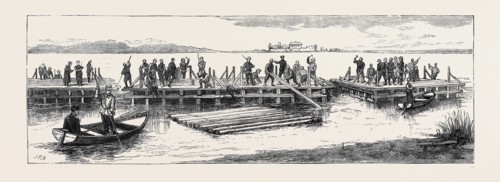 THE WAR IN THE EAST, WITH THE RUSSIANS ON THE DANUBE: MAKING RAFTS ON THE DANUBE, NEAR GALATZ