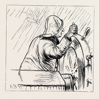ON THE ATLANTIC STEAMER: THE MAN AT THE WHEEL, 1870
