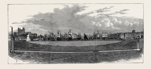 THE THAMES SUBWAY, SECTION; The new subway running from Tower Hill to Vine Street, Tooley Street,