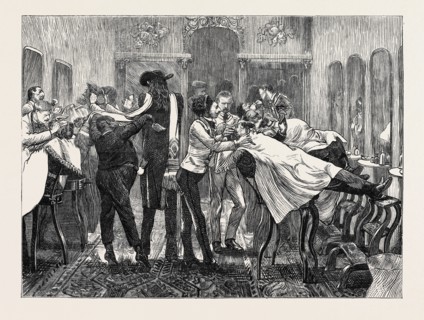 BARBER'S SALOON, NEW YORK, 1870