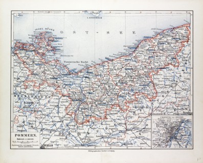 MAP OF POMMERN, MECKLENBURG-VORPOMMERN (GERMANY) AND NORTH WEST POLAND, 1899