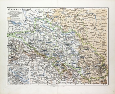 MAP OF SILESIA, POLAND, 1899