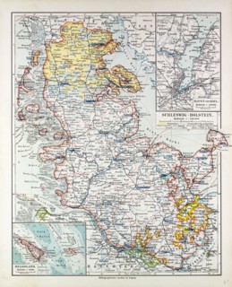 MAP OF SCHLESWIG-HOLSTEIN, GERMANY, 1899