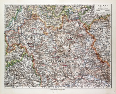 MAP OF THE NORTHERN PART OF BAVARIA, GERMANY, 1899