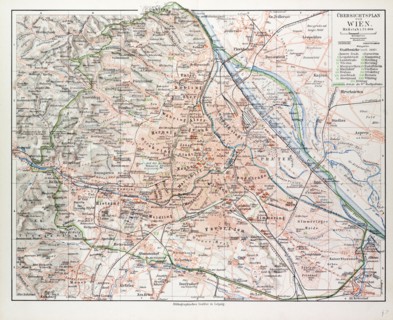 MAP OF VIENNA, AUSTRIA, 1899
