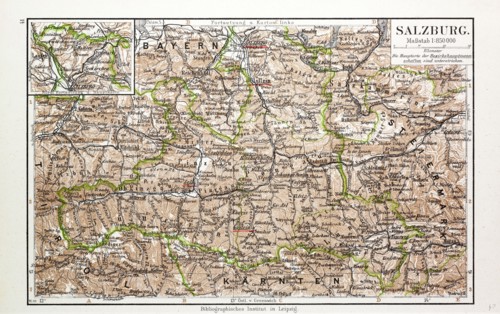 MAP OF SALZBURG, AUSTRIA, 1899