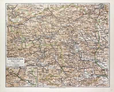 MAP OF STEIERMARK, AUSTRIA, 1899
