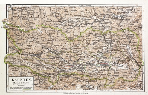 MAP OF KÃ„RNTEN, AUSTRIA, 1899