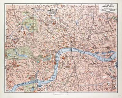 MAP OF THE CENTRE OF LONDON, GREAT BRITAIN, 1899