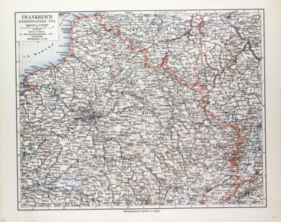 MAP OF THE NORTH EASTERN PART OF FRANCE, 1899