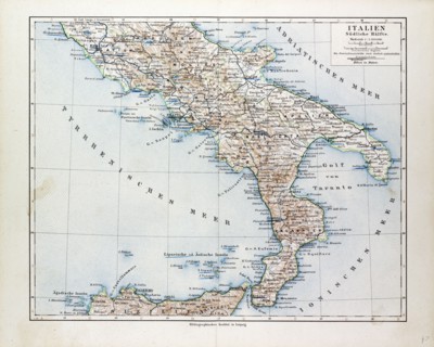 MAP OF SOUTH ITALY, 1899