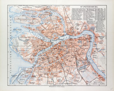 MAP OF ST. PETERSBURG, RUSSIA, 1899